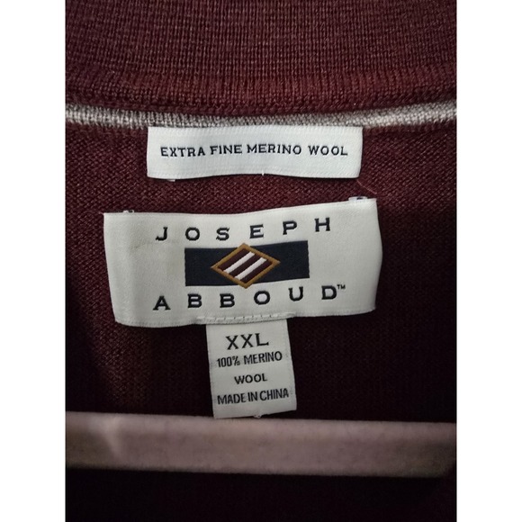 Joseph Abboud Extra Fine Merino Wool Polo Sweater Collar Pullover sz XXL Moroon - Picture 3 of 5